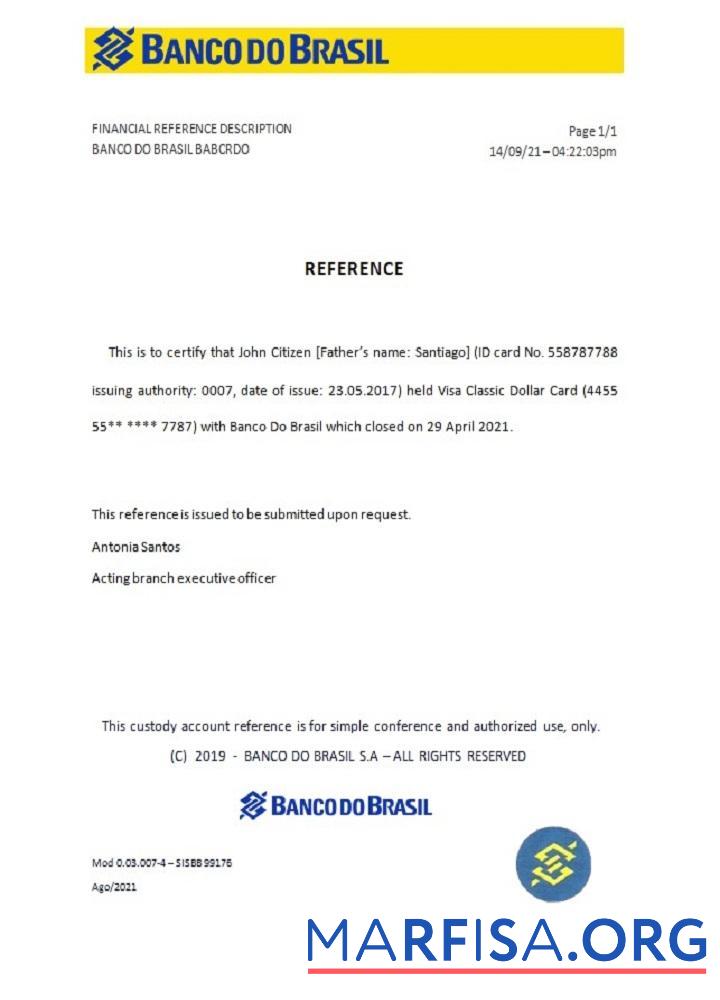 Realistic Brazil Banco do Brasil closure reference download for verification